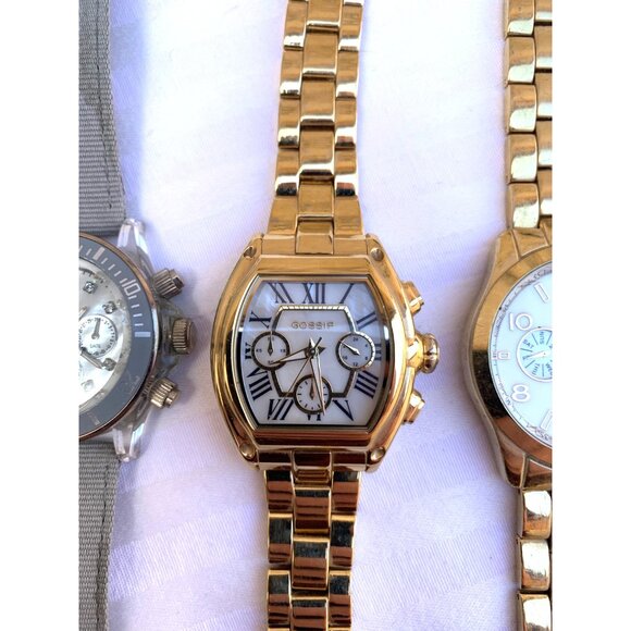 Lot 4 Gossip Quartz Multifunction Watches Day Date 24 Hour Gold Tone Rhinestone - Picture 4 of 11